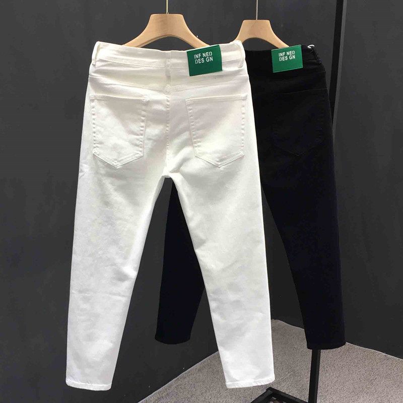 Streetwear Brand Japanese - Jeans Skinny Punk branco masculino, jeans