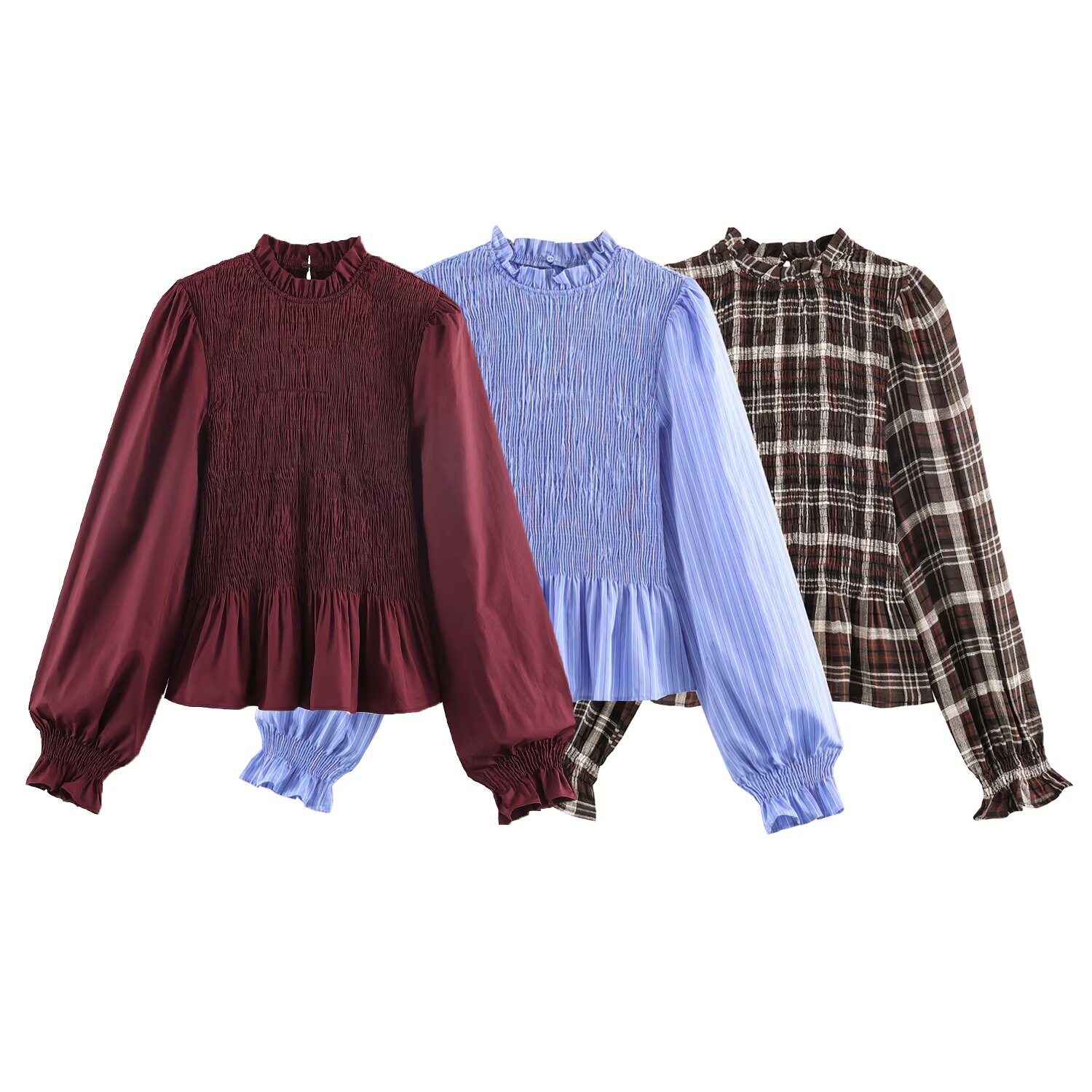 Streetwear Brand England - Blusas Femininas Xadrez com Babados e