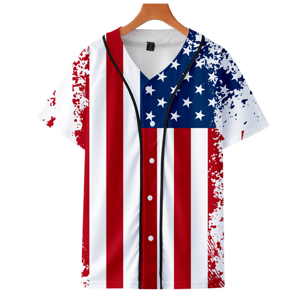 Streetwear Brand Usa - Camiseta de beisebol com bandeira nacional