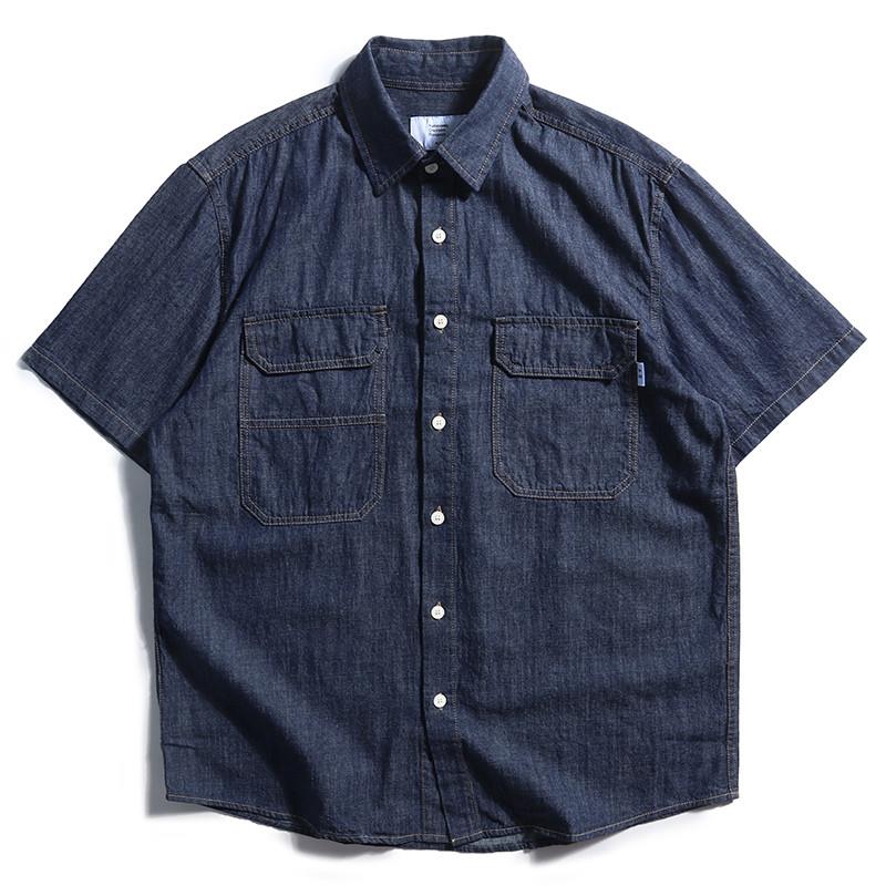 Streetwear Brand Japanese - Camisa Jeans Masculina Estilo Japonês Retrô,