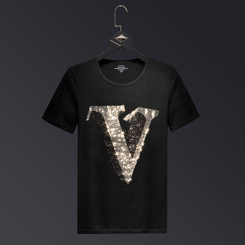 Streetwear Brand England - 2025 carta strass t camisas masculinas