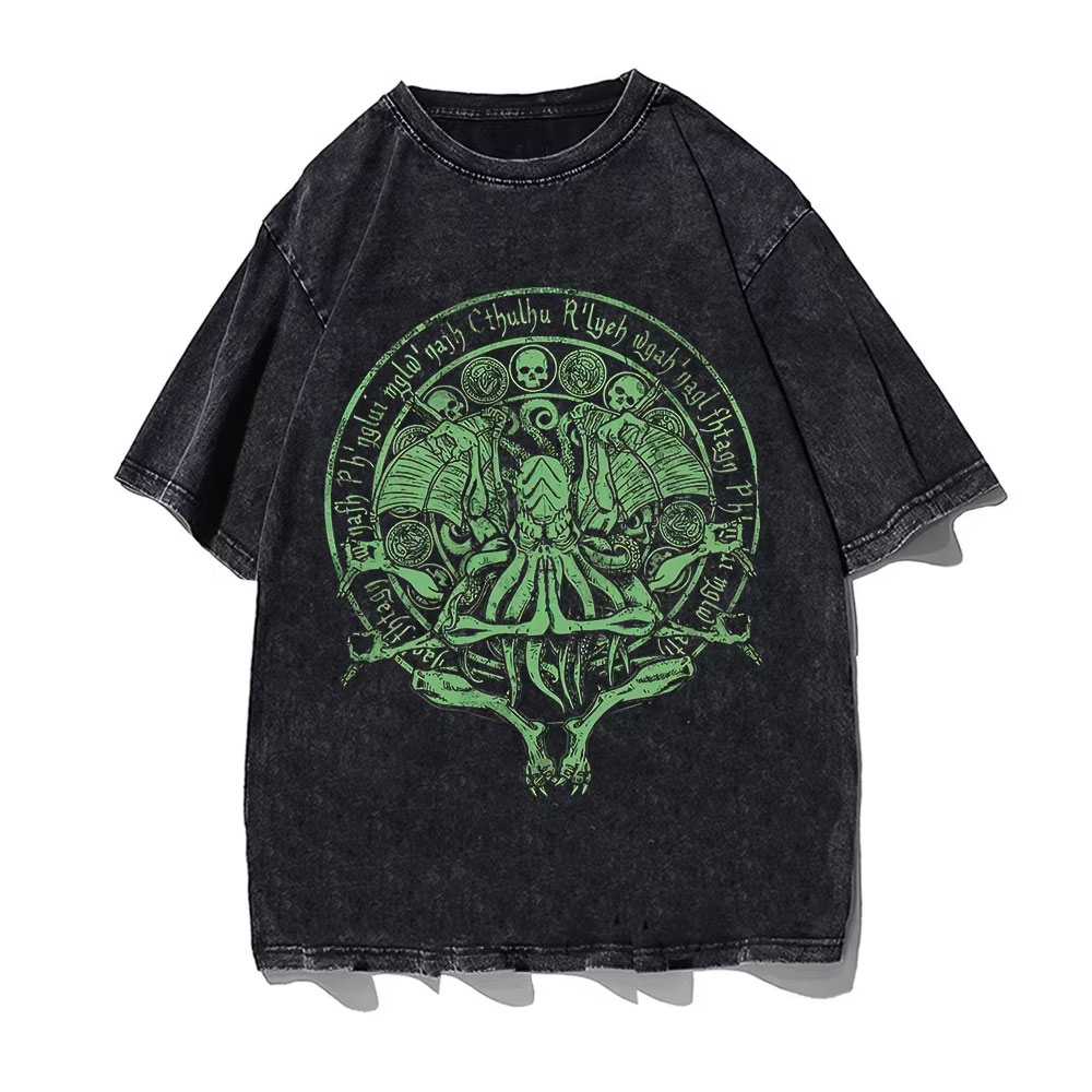 Streetwear Brand England - Camisetas Cthulhu Verdes de Tamanho Grande