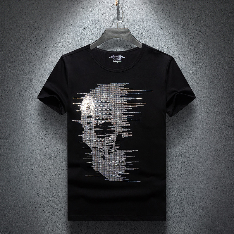 Streetwear Brand England - Crânios Strass T-shirts masculino, manga curta