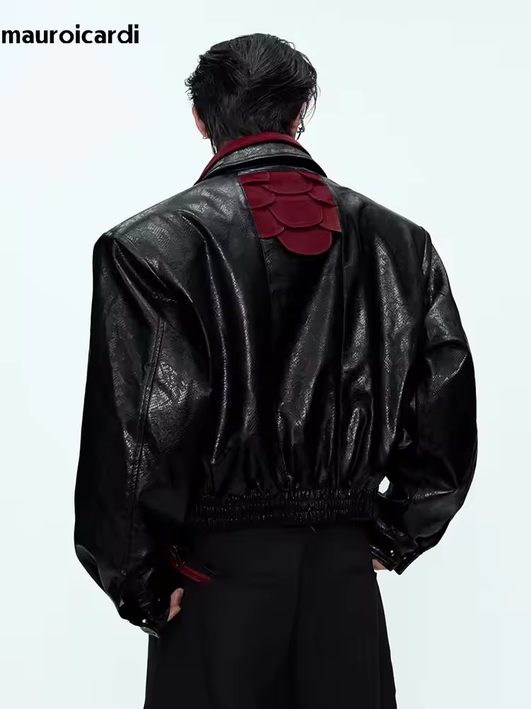 Streetwear Brand For Men - Jaqueta de Couro PU com Estampa